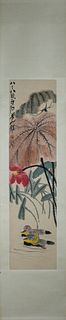A Chinese bird-and-flower painting, Qi Baishi mark