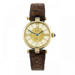 CARTIER - a Must De Cartier wrist watch. Gold plated silver case. Numbered 18 110774. Signed quartz