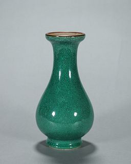 A green glazed porcelain vase