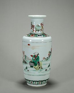 A multicolored figure porcelain vase