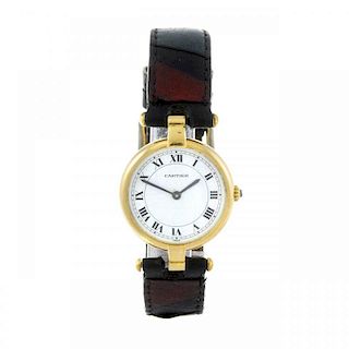 CARTIER - a Vendome wrist watch. Yellow metal case, stamped 18k with poincon. Numbered 810024503. Si