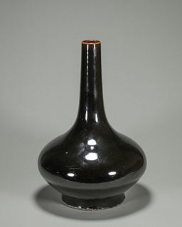 A black glazed porcelain vase