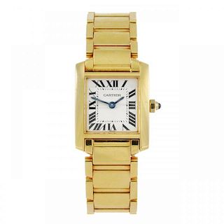 CARTIER - a Tank Francaise bracelet watch. 18ct yellow gold case. Reference 2385, serial CC878700. S