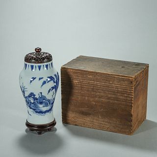 A blue and white figure porcelain jar