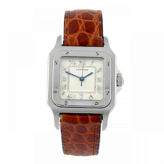 CARTIER - a Santos wrist watch. Stainless steel case. Numbered 987901 15775. Signed quartz calibre 8