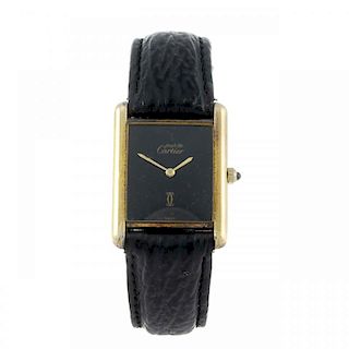 CARTIER - a Must de Cartier Tank wrist watch. Gold plated silver case. Numbered 82428 681006. Signed