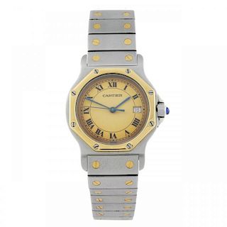 CARTIER - a Santos Ronde bracelet watch. Stainless steel case with yellow metal bezel. Numbered 1879