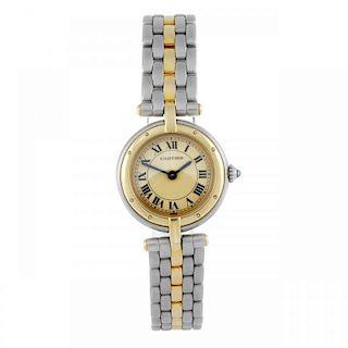 CARTIER - a Panthere Vendome bracelet watch. Stainless steel case with yellow metal bezel. Numbered