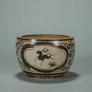 A deer patterned Jizhou kiln porcelain vat