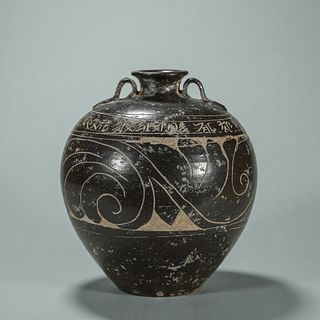 A carved Lingwu kiln porcelain jar