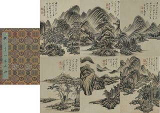 10 pages of Chinese landscape painting, Zhang Daqian mark
