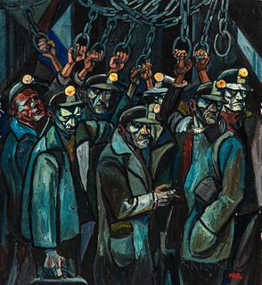 William Sharp (American, 1900-1961), Miners Going Underground