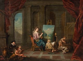 School of Charles-Antoine Coypel (French, 1694-1752), Infant Academy/Allegory of the Fine Arts