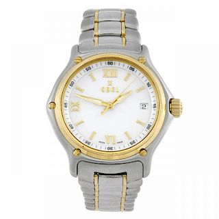 EBEL - a gentleman's 1911 bracelet watch. Stainless steel case with yellow metal bezel. Reference E1