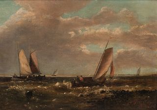 Abraham Hulk the Elder (British, 1813-1897), Sailboats at Low Tide