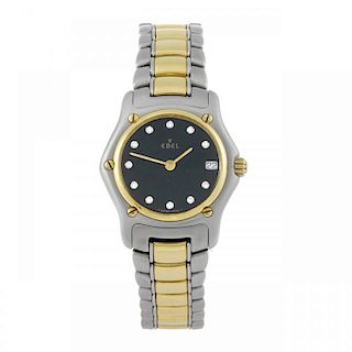 EBEL - a lady's 1911 bracelet watch. Stainless steel case with yellow metal bezel. Reference 188901,