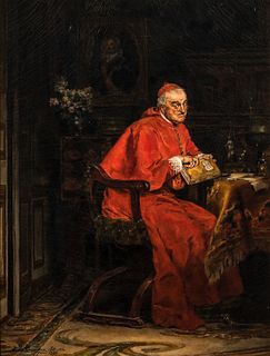 Antonio Salvador Casanova y Estorach (Spanish, 1847-1898), A Cardinal Caught Reading Rabelais