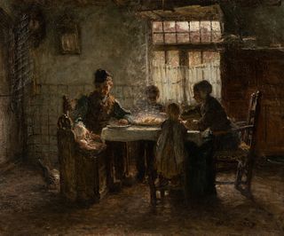 Bernardus Johannes Blommers (Dutch, 1845-1914), Peasant Family at Noontime Meal