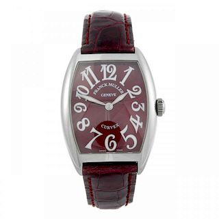 FRANCK MULLER - a lady's Cintree Curvex wrist watch. Stainless steel case. Reference 7502QZ, serial
