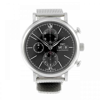 IWC - a gentleman's Portofino chronograph bracelet watch. Stainless steel case. Numbered 5038346. Si
