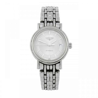 LONGINES - a lady's Presence bracelet watch. Stainless steel case. Reference L4.221.4, serial 363740
