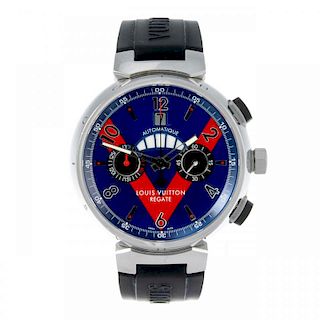 LOUIS VUITTON - a gentleman's Tambour Regate chronograph wrist watch. Stainless steel case. Referenc
