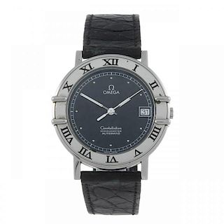 OMEGA - a gentleman's Constellation wrist watch. Stainless steel case with exhibition case back and