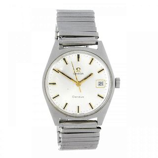 OMEGA - a gentleman's Genève wrist watch. Stainless steel case. Numbered 136.041. Signed manual wind