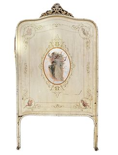19th C French Hand Painted Metal Bed
