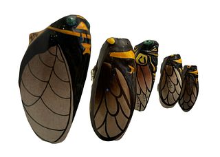 Collection French Majolica Cicada Wall Pockets 