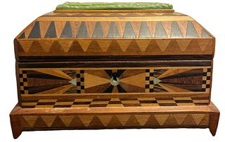 Exceptional French Art Deco Bakelite and Inlay Wood Jewelry Box 