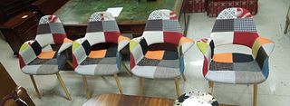 Set of (4) Modernist Patchwork Chairs.