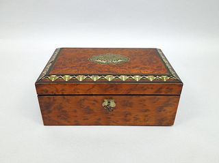 19th C. Burl Walnut Writing Box.