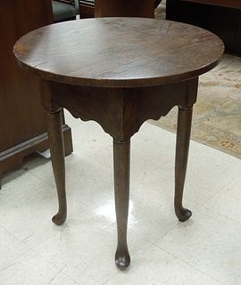 Early 20th C. Circular Oak Occasional Table.