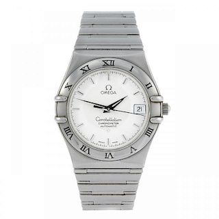 OMEGA - a gentleman's Constellation bracelet watch. Stainless steel case with chapter ring bezel. Re