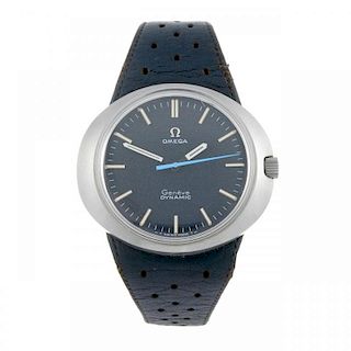 OMEGA - a gentleman's Dynamic wrist watch. Stainless steel case. Manual wind movement. Blue dial wit