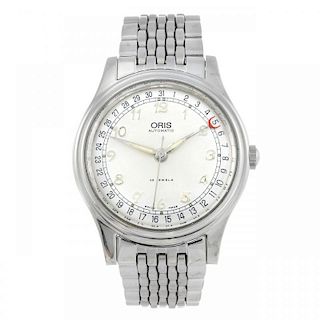 ORIS - a gentleman's bracelet watch. Stainless steel case with exhibition case back. Reference 7461.