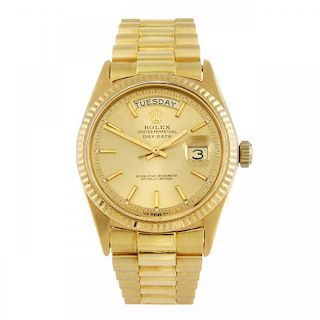 ROLEX - a gentleman's Oyster Perpetual Day-Date bracelet watch. Circa 1960's. 18ct yellow gold case