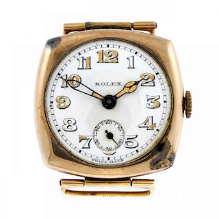 ROLEX - a gentleman's wrist watch. 9ct yellow gold case, import hallmarked Glasgow 1924. Numbered 89