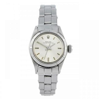 ROLEX - a lady's Oyster Perpetual bracelet watch. Circa 1969. Stainless steel case with engine turne