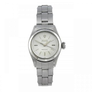 ROLEX - a lady's Oyster Precision bracelet watch. Circa 1952. Stainless steel case. Reference 6410,