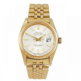 ROLEX - a gentleman's Oyster Perpetual Datejust bracelet watch. Rose metal case with fluted bezel, s