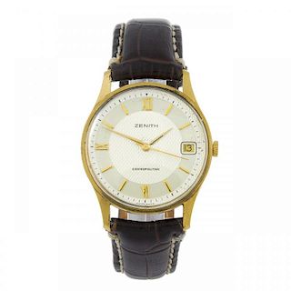 ZENITH - a gentleman's wrist watch. Gold plated case with stainless steel case back. Numbered 53086.