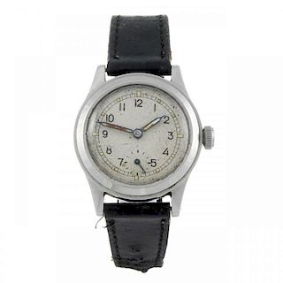 ENICAR - a gentleman's military wrist watch. Stainless steel case, stamped with British broad arrow.