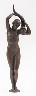 Hans Schwegerle Art Deco Bronze Nude Woman, 1927