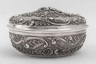 Rococo Style Silver Chased Repousse Trinket Box