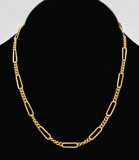 Vintage 18K Gold Figaro Chain Necklace