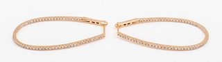 14K Rose Gold Diamond Hoop Earrings