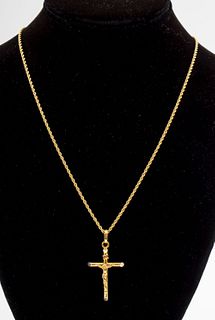 14K Gold Crucifix Pendant Necklace Lot 3