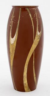 Jean Dunand Manner Art Deco Enamel Vase